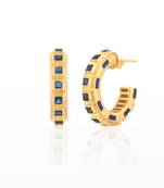Blue gold plated hoops