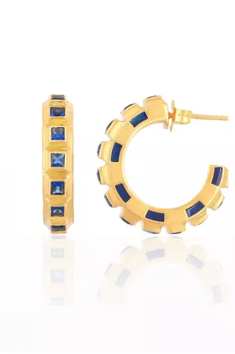 Blue gold plated hoops