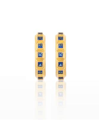 Blue gold plated hoops 3