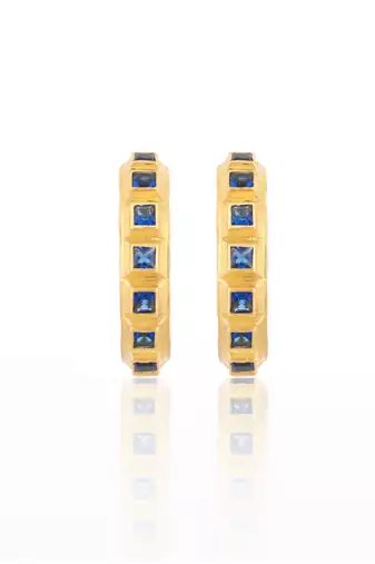 Blue gold plated hoops