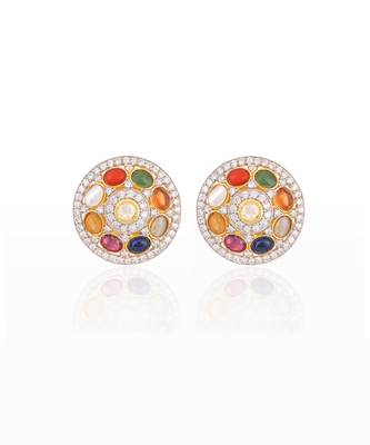 Classic multicolor navratana ear studs 1