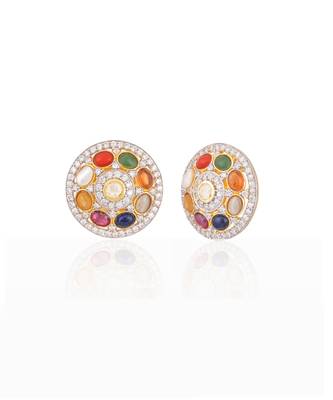 Classic multicolor navratana ear studs 2