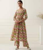 Multicolor cotton floral printed kurta set