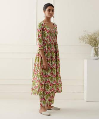 Multicolor cotton floral printed kurta set 3