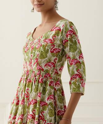 Multicolor cotton floral printed kurta set 4