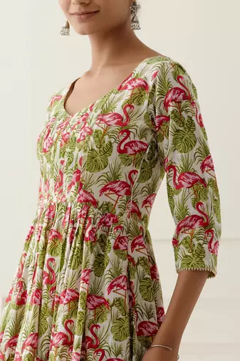 Multicolor cotton floral printed kurta set