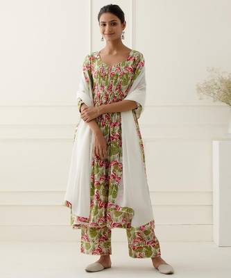 Multicolor cotton floral printed kurta set 5