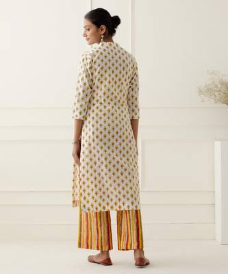 White cotton floral printed kurta set 5