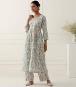 Multicolor floral printed cotton kurta set