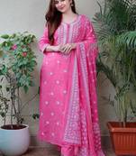 Pale Magenta Embroidered Suit Set with Dupatta