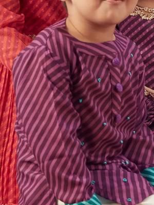 Purple leheriya short kurta set 2