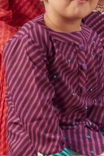 Purple leheriya short kurta set