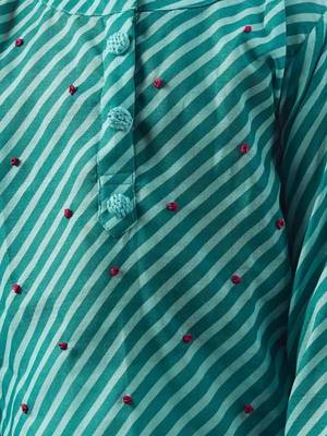Turquoise leheriya short kurta set 3