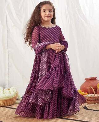 Gota work & leheriya purple lehenga 1