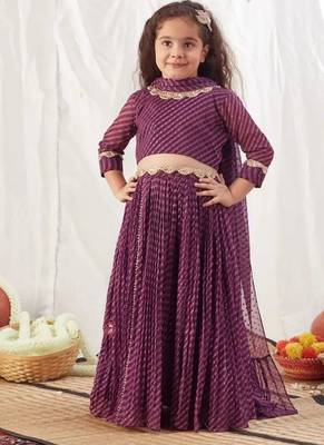 Gota work & leheriya purple lehenga 2