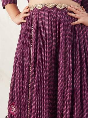Gota work & leheriya purple lehenga 3