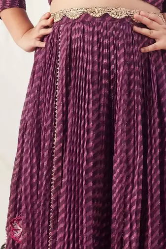 Gota work & leheriya purple lehenga