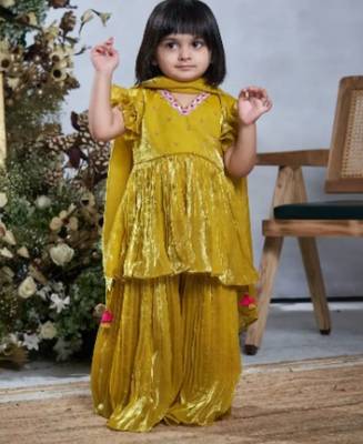 Yellow pearl embroiderd sharara set 1