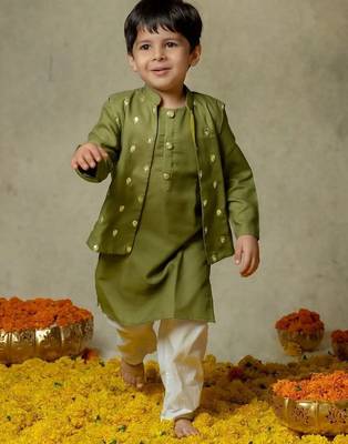 Olive green bandi hand embro set 1