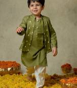 Olive green bandi hand embro set