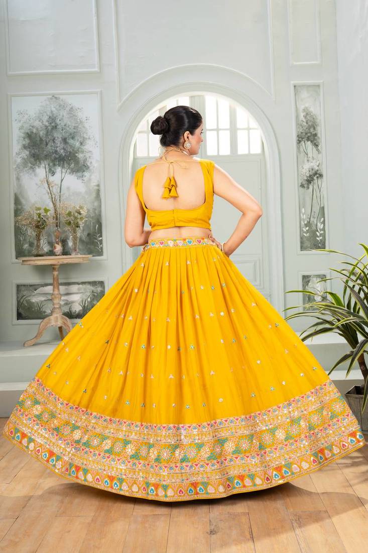 Yellow embroidered Lehenga Choli 