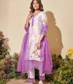 Veda Purple floral printed suit set