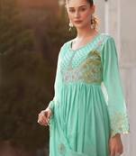 Rubina seafoam cotton mul embroidery premium anarkali suit set