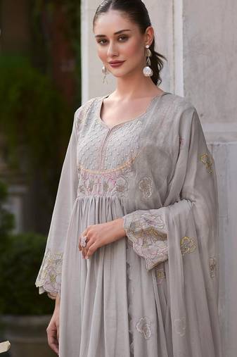 Rubina cloud cotton mul embroidery premium anarkali suit set