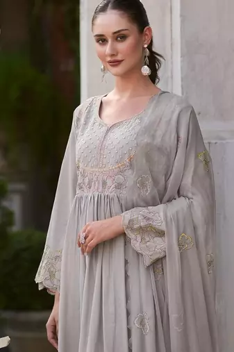 Rubina cloud cotton mul embroidery premium anarkali suit set