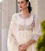 Rubina pearl cotton mul embroidery premium anarkali suit set