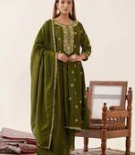 Anila olive full work anarkali suit set