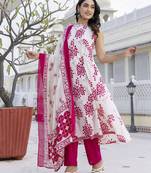 White Printed cotton suit set