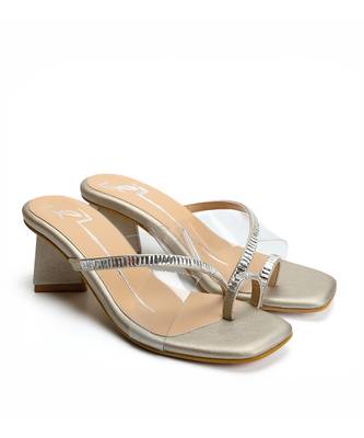 Gold leather block heels 1