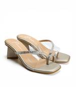 Gold leather block heels