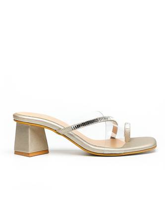 Gold leather block heels 5