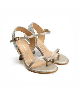 leather block Gold  heels 1