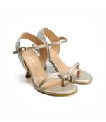 leather block Gold  heels