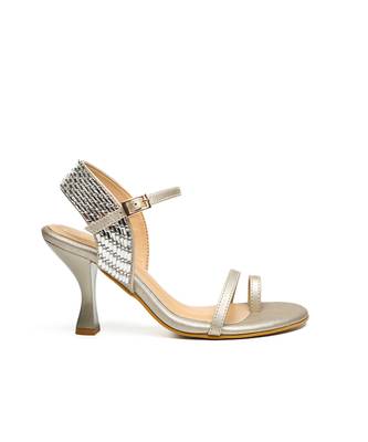 leather block Gold  heels 2