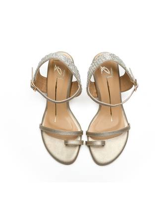 leather block Gold  heels 3