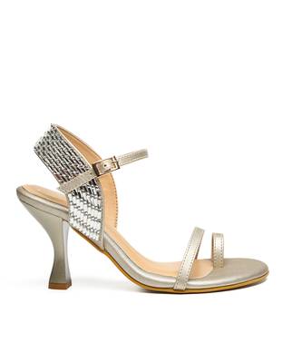 leather block Gold  heels 5