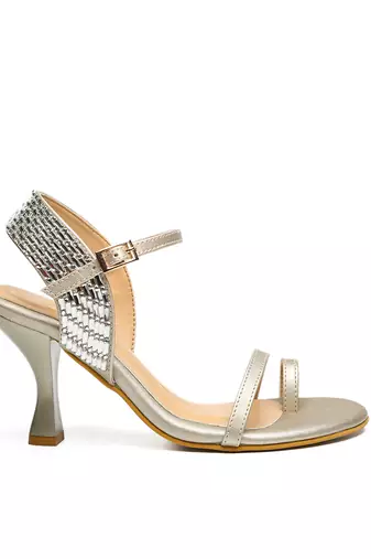 leather block Gold  heels