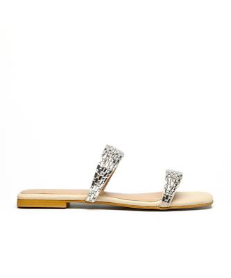 Nude With Silver Strap leather flats 2