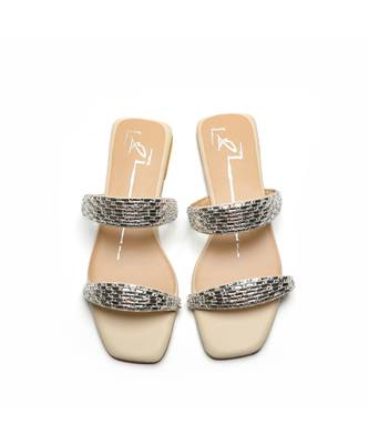 Nude With Silver Strap leather flats 5