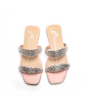 Pink With Silver Strap leather flats 3
