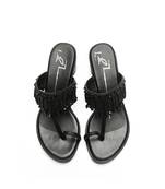 Black leather block heels