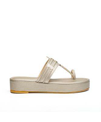 Gold leather platform wedge 2