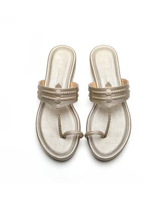 Gold leather platform wedge 3