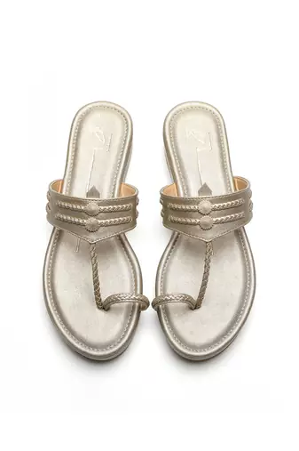 Gold leather platform wedge