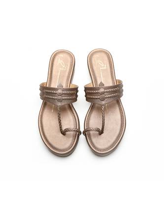Gold leather platform wedge 4