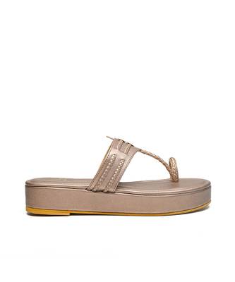 Gold leather platform wedge 5